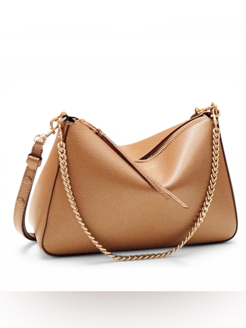 New Tory Burch Large Perry Leather Convertible Shoulder Bag Cognac Brown